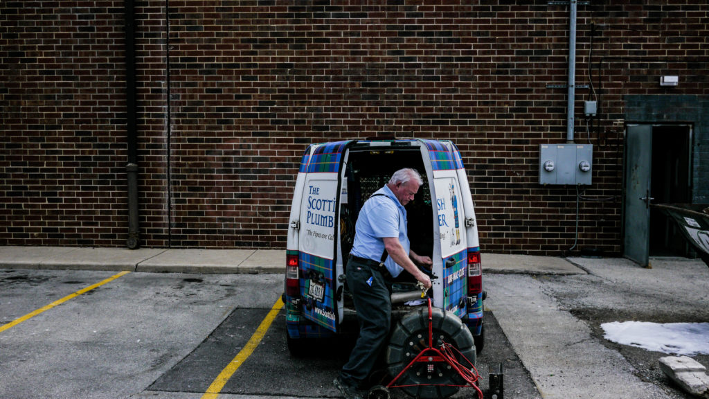 sewer rodding | Niles | drain cleaning The Scottish Plumber goes to work