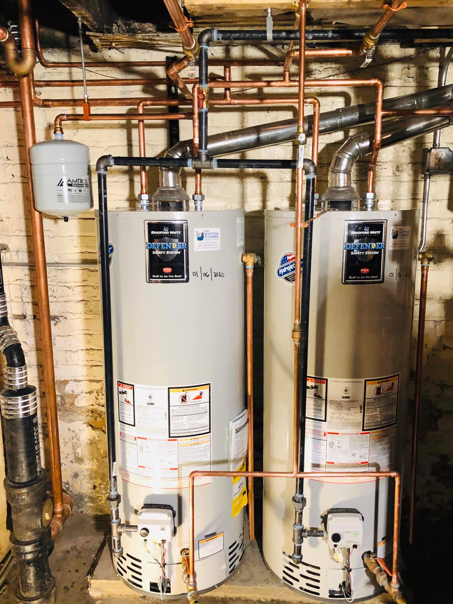 Two water heaters installed by Scottish Plumber.